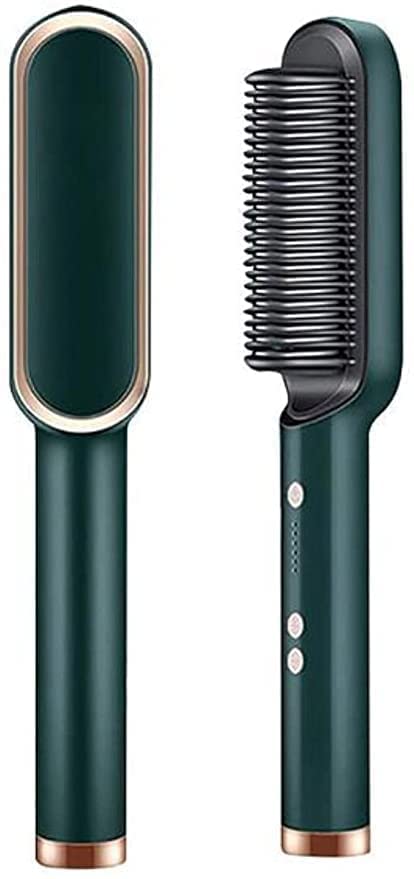 Green Hair Straightener brush for Women & Men with 5 Temperature Control