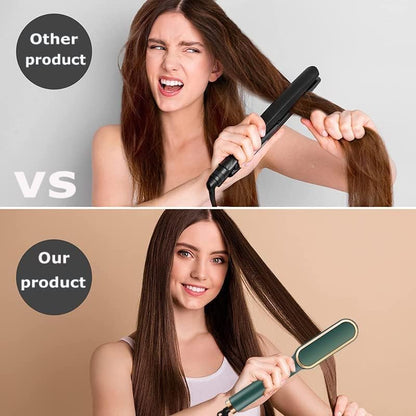 Green Hair Straightener brush for Women & Men with 5 Temperature Control