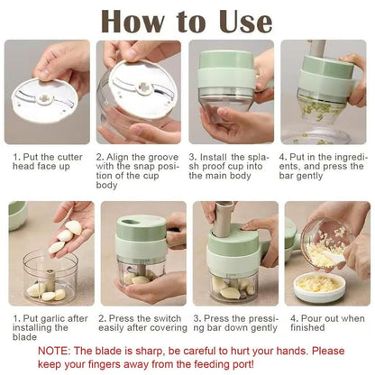 4 in 1 Portable Electric Vegetable Cutter Set